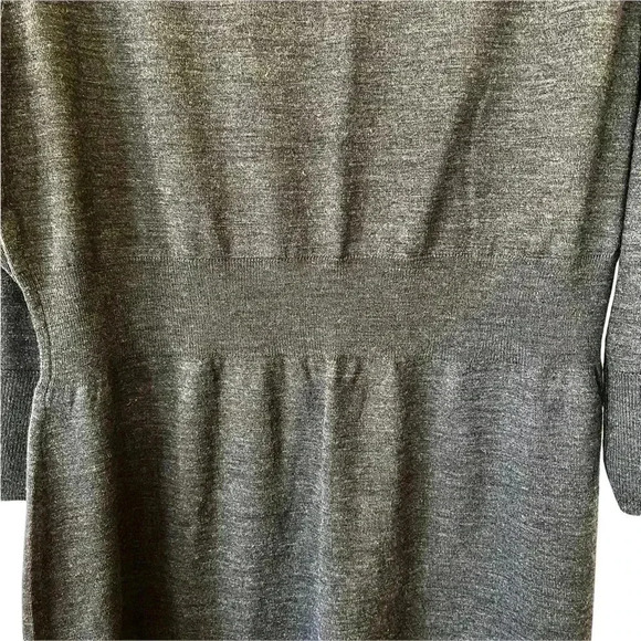 Victor Alfaro Grey Wool Sweater Dress Large 3/4 Sleeves Office Fitted Waist - Picture 7 of 9